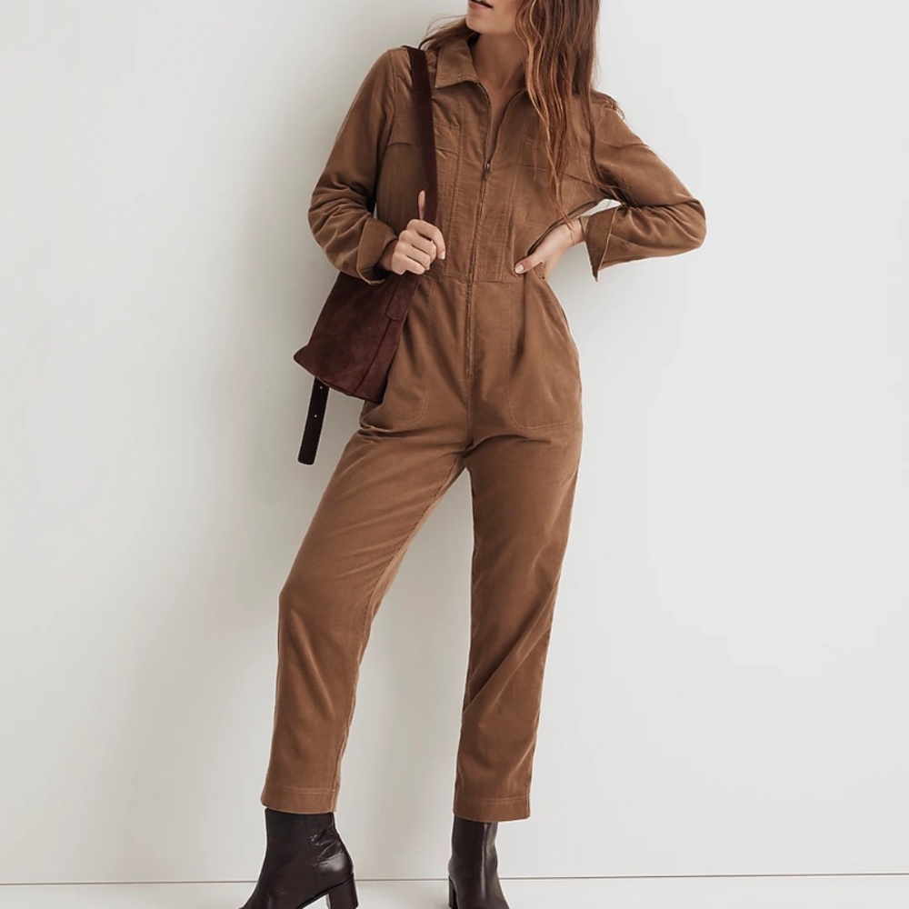 Madewell corduroy zip up jumpsuit